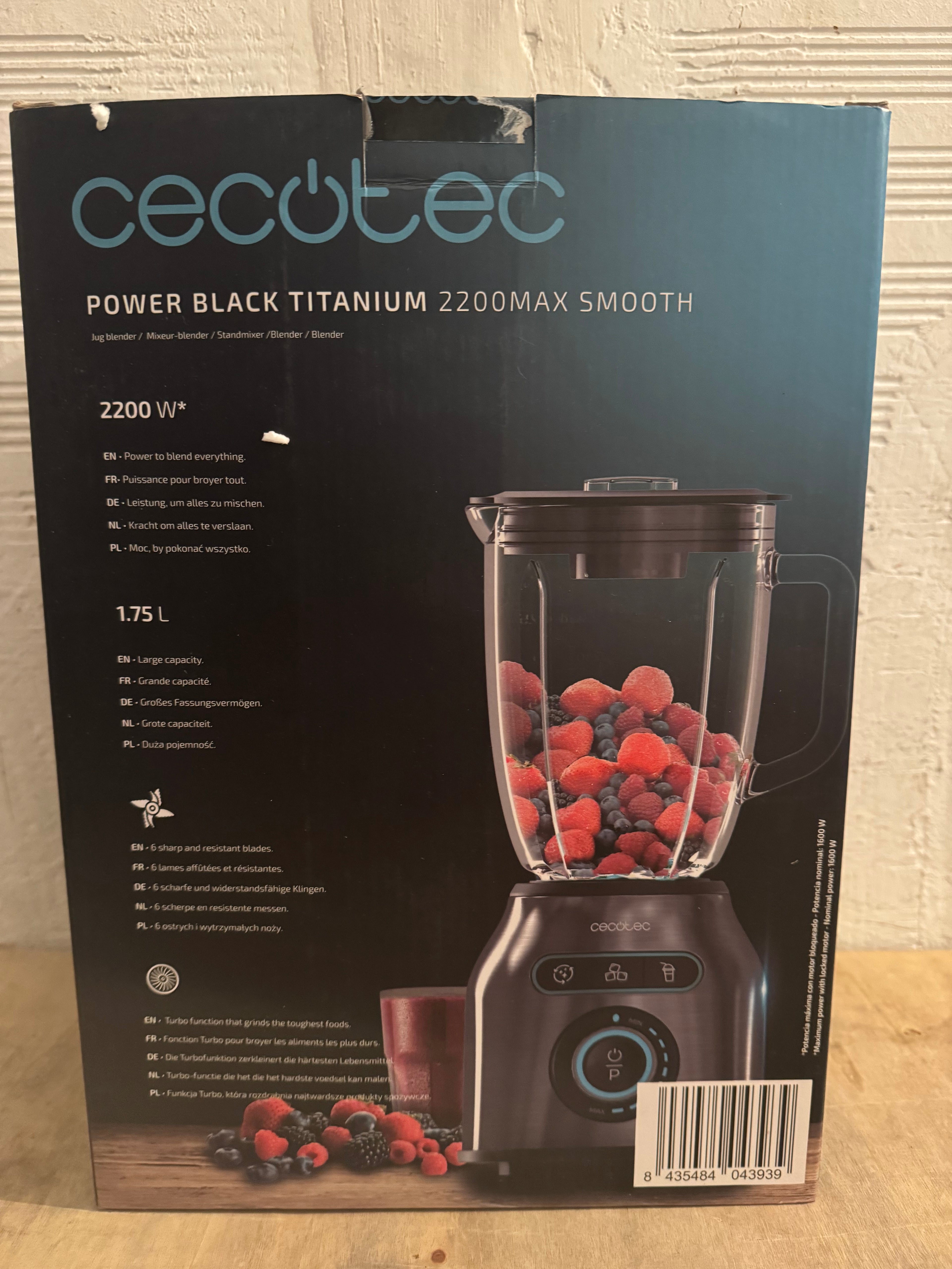 Batidora vaso Cecotec Power Black Titanium 2500MAX