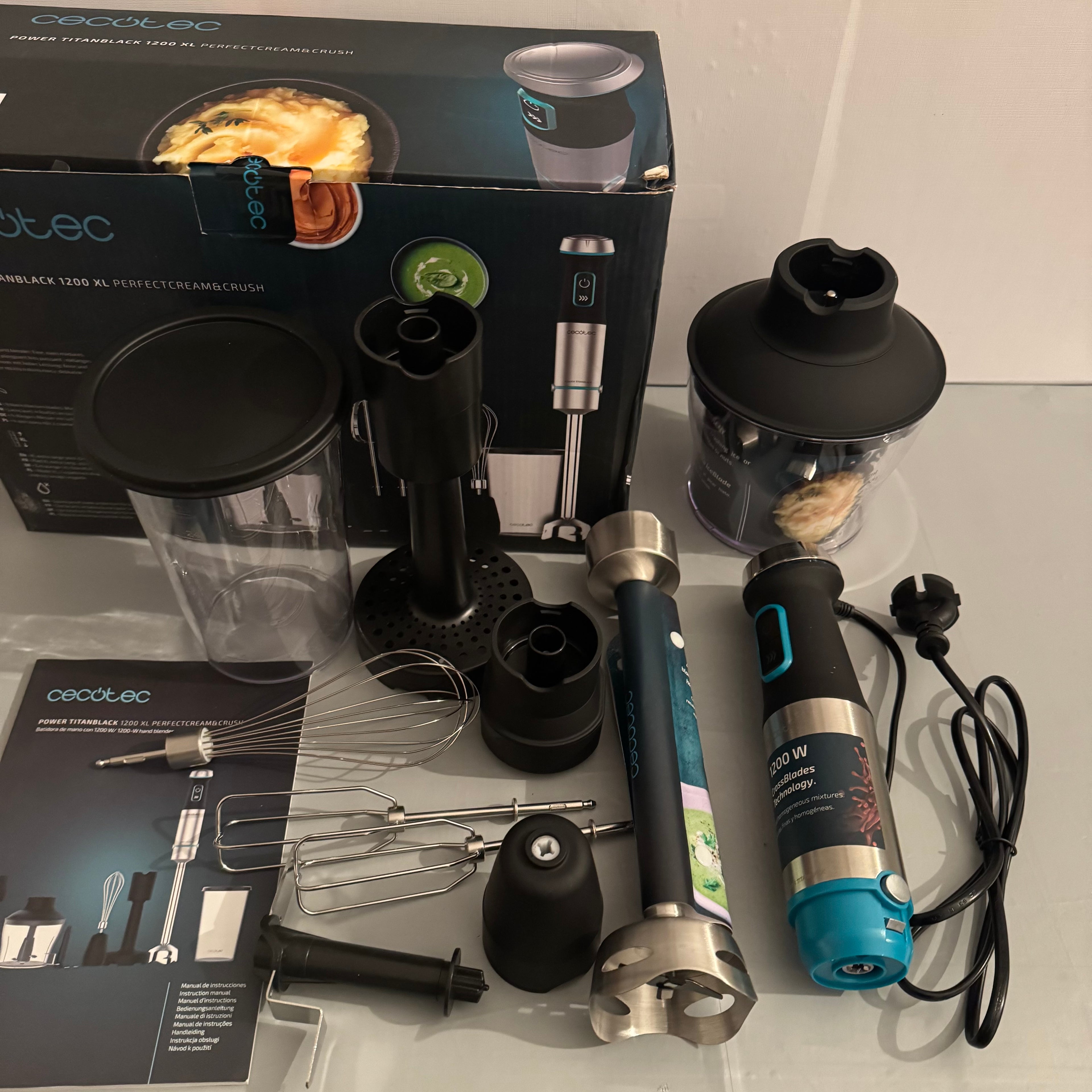 Batidora de mano Cecotec Power TitanBlack 1200 XL PerfectCream&Crush