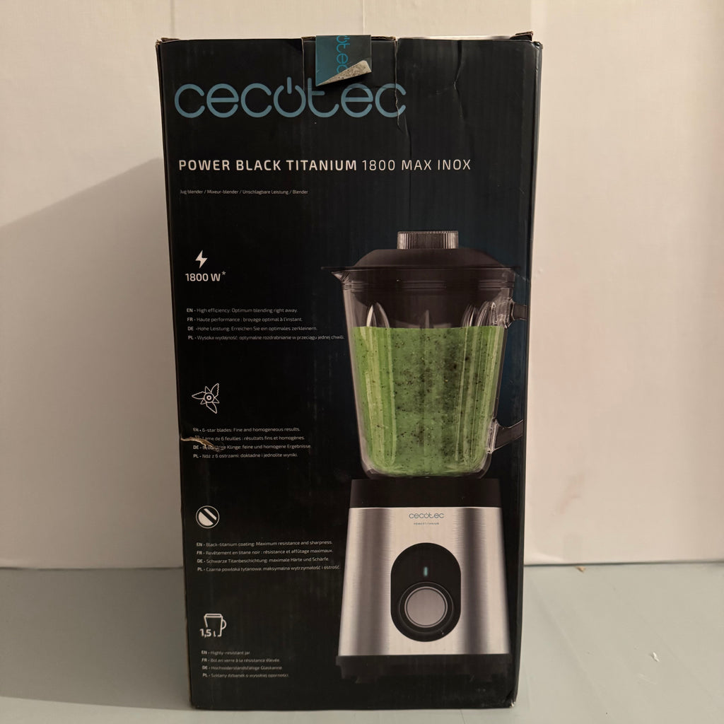 Batidora vaso Cecotec Power Black Titanium 1800MAX Inox