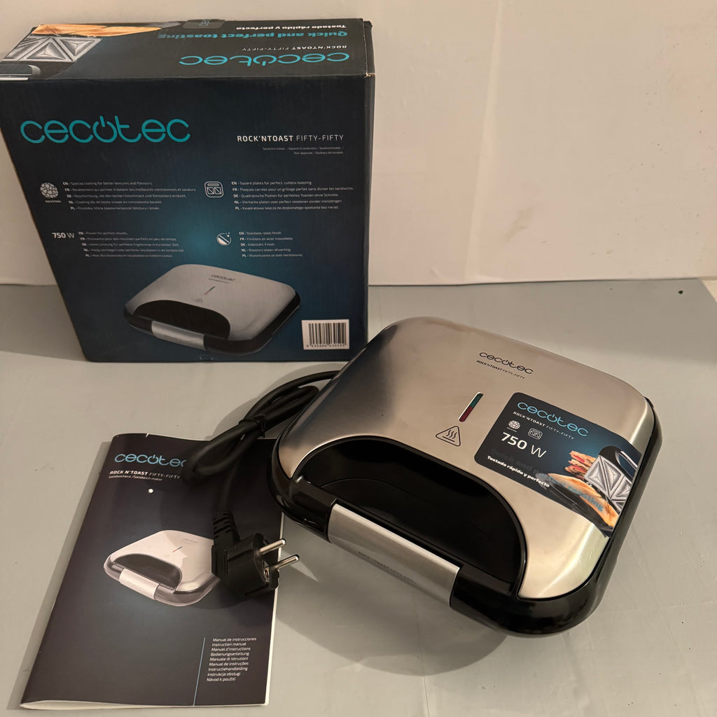 Parrilla eléctrica Cecotec Rock’n Toast Fifty-Fifty 750W 2 sándwiches