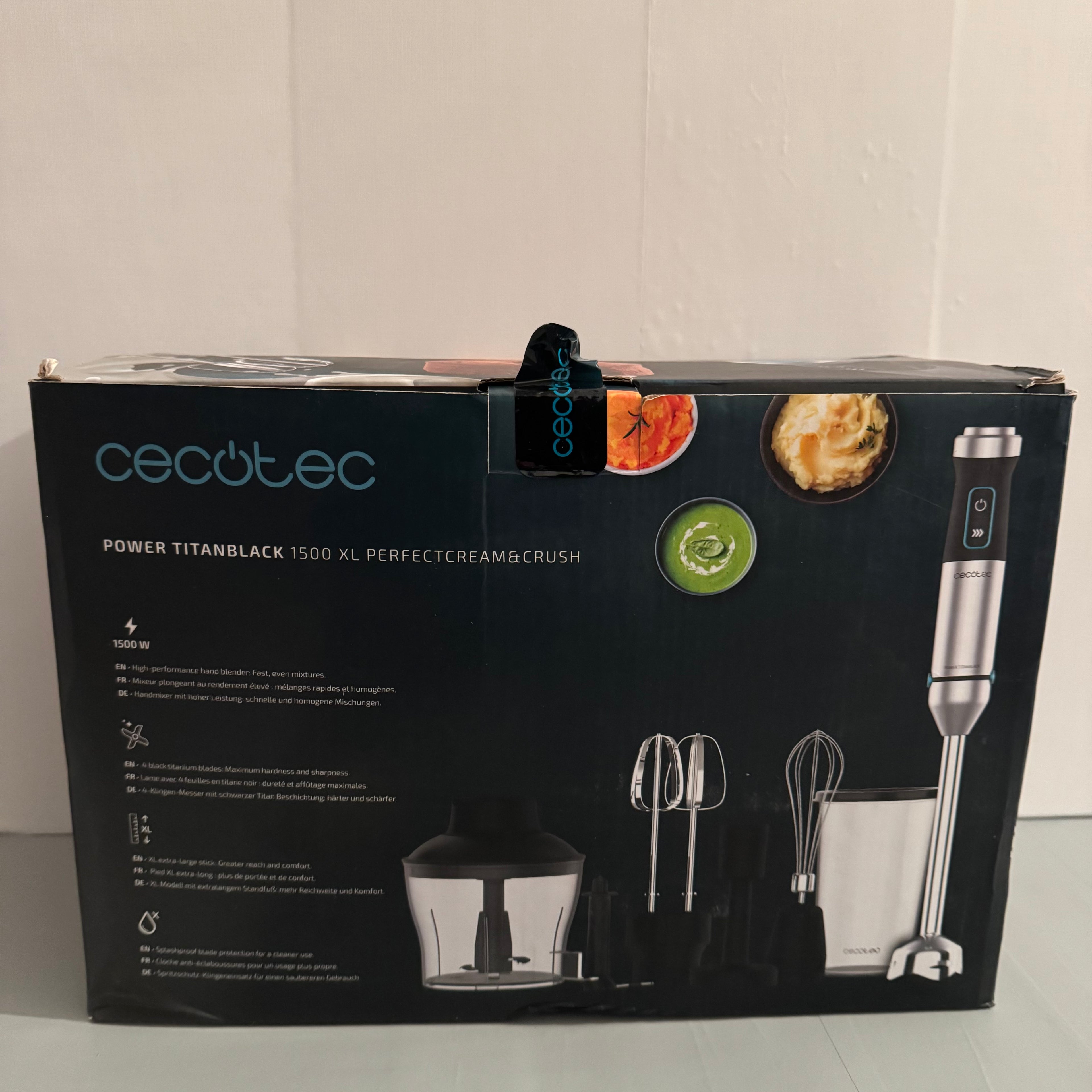 Batidora de mano Cecotec Power TitanBlack 1500 XL PerfectCream&Crush