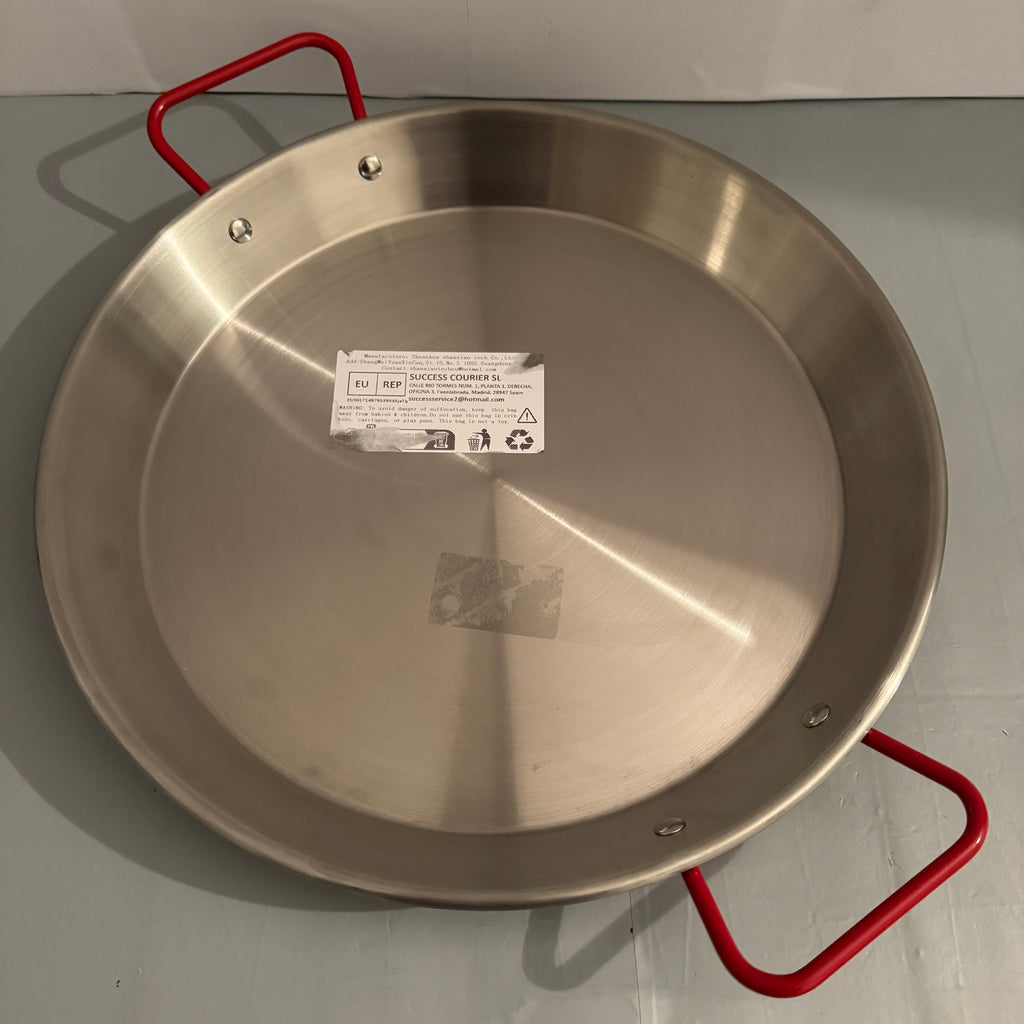 Paellera acero inoxidable Ponixa con asas rojas