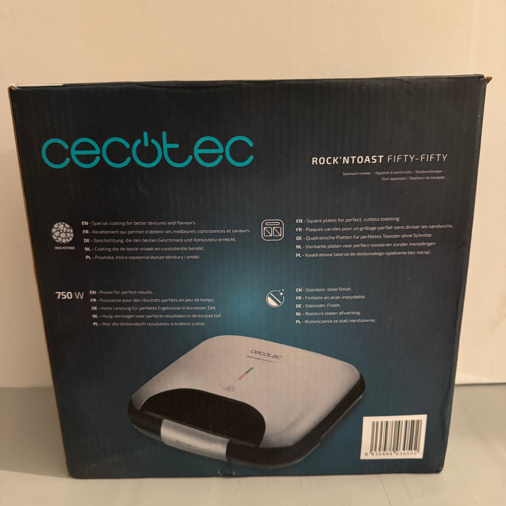 Parrilla eléctrica Cecotec Rock’n Toast Fifty-Fifty 750W 2 sándwiches
