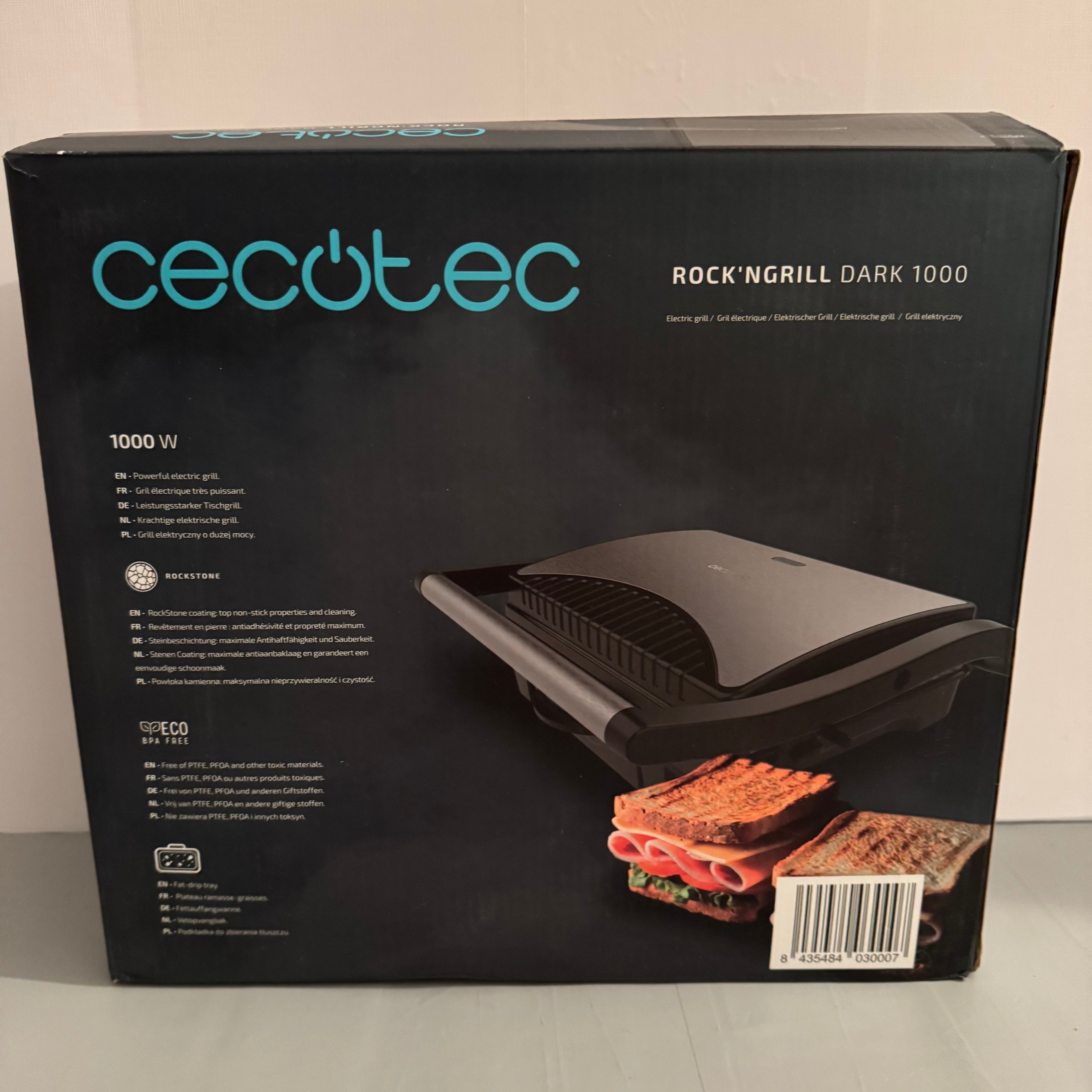 Parrilla eléctrica Cecotec Rock’nGrill Dark 1000 W