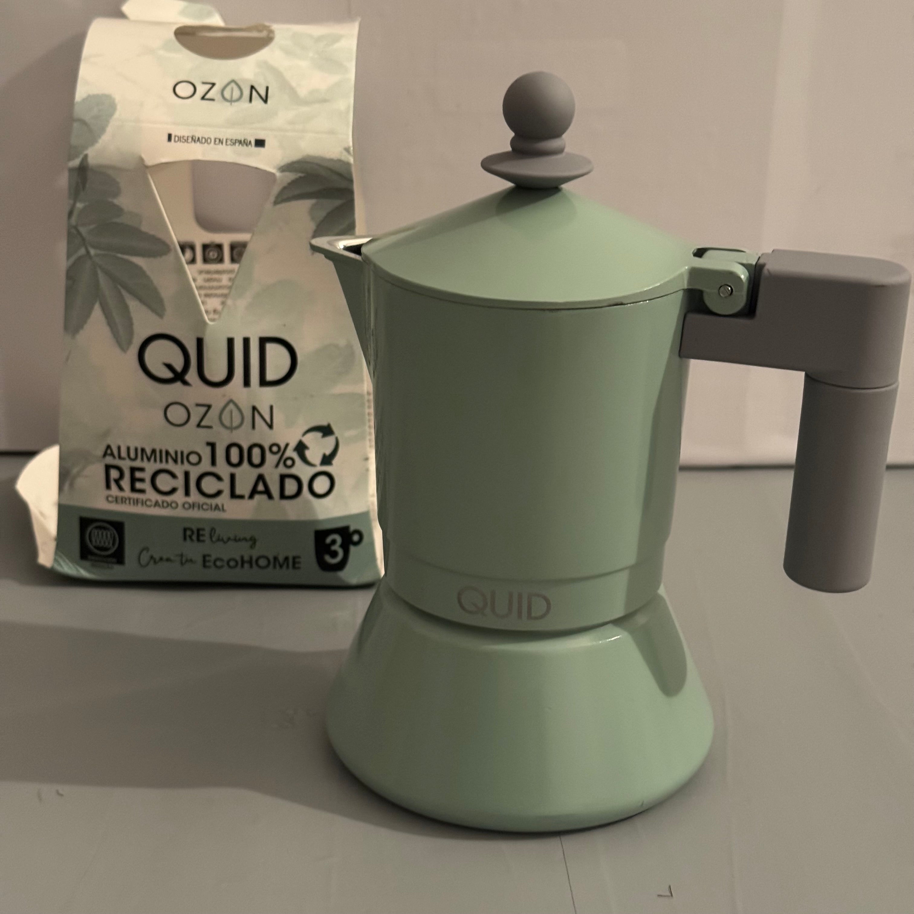 Cafetera italiana Quid Ozon aluminio 3 tazas verde