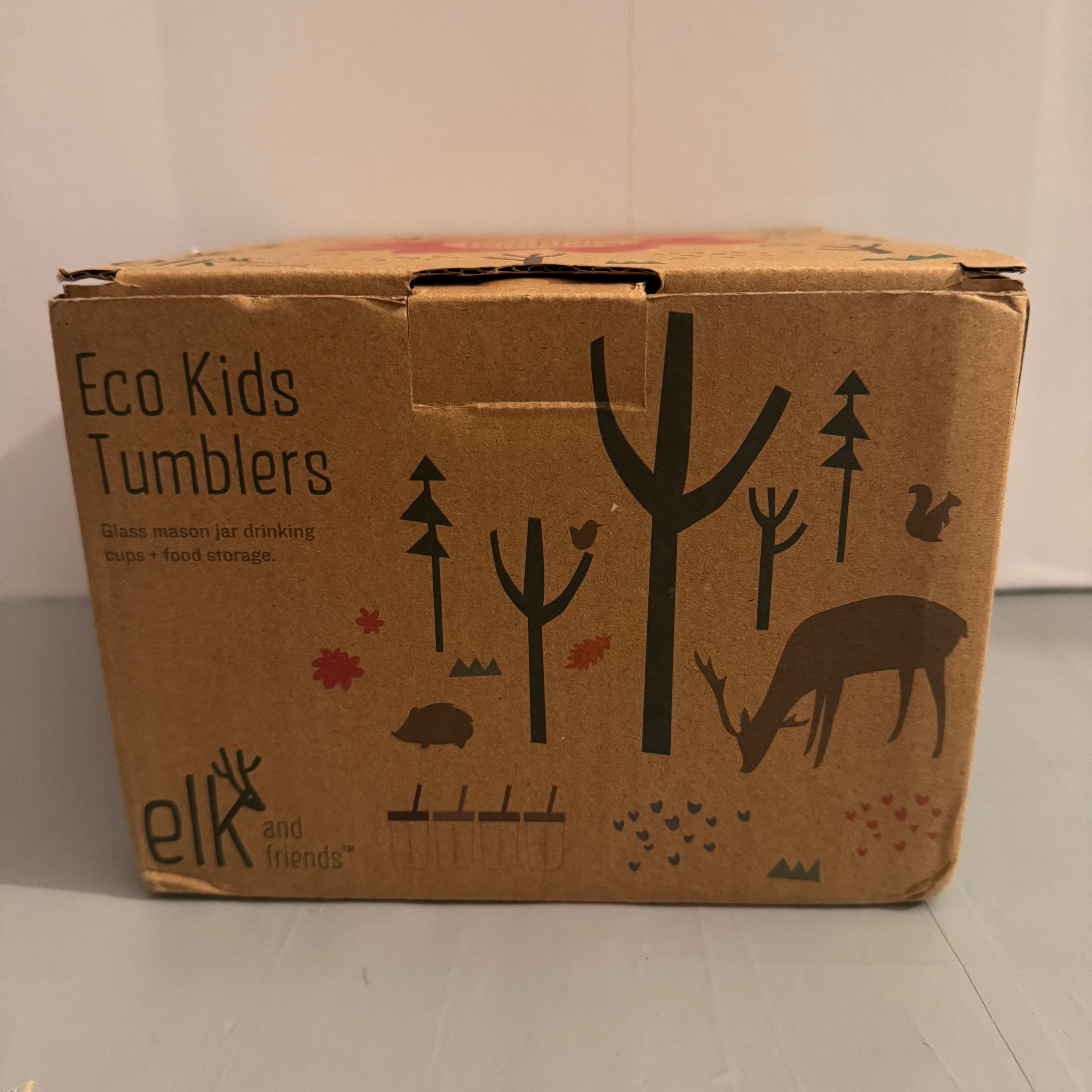 Vasos infantiles Elk and Friends 8 oz con tapas y pajitas (pack 4)