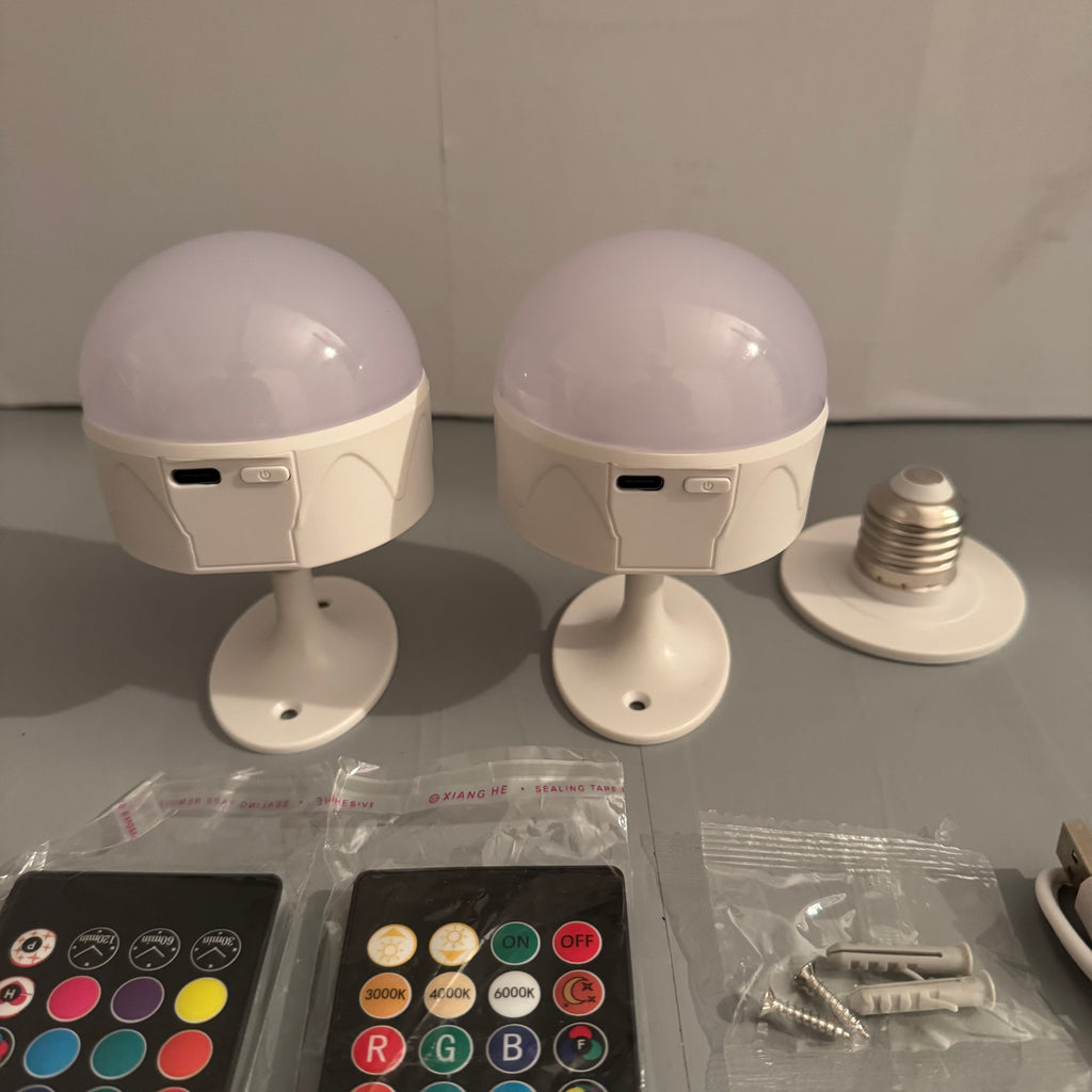 Pack 2 bombillas recargables Dufuso E27 USB-C con mando