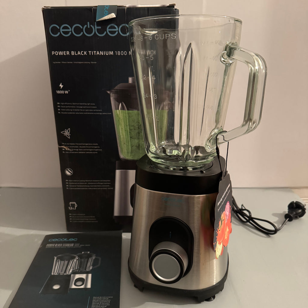 Batidora vaso Cecotec Power Black Titanium 1800MAX Inox