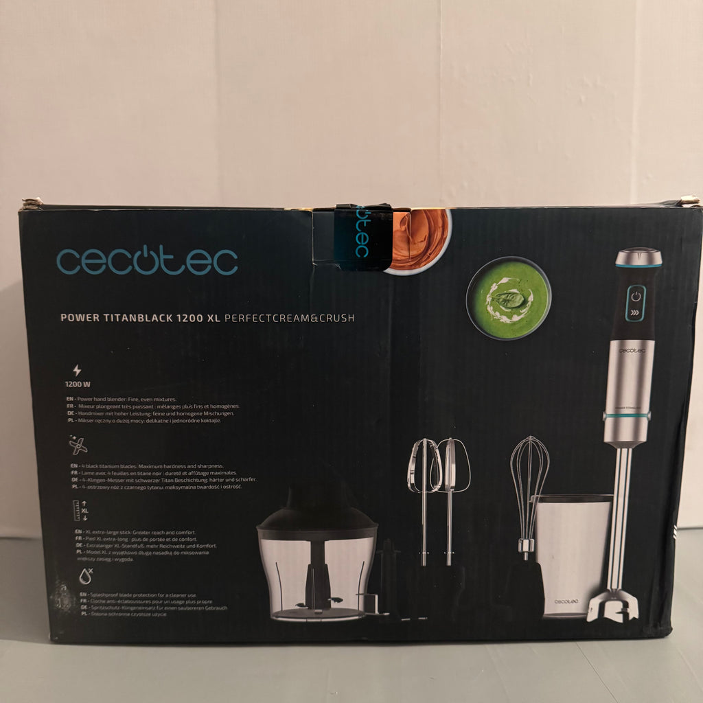 Batidora de mano Cecotec Power TitanBlack 1200 XL PerfectCream&Crush