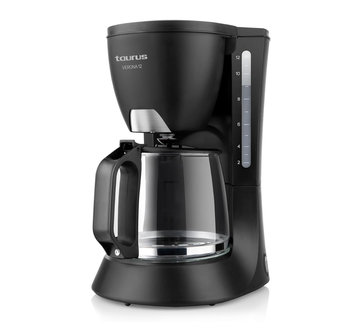 Taurus Cafetera Goteo Verona 12, 680 W, 1.2 litros, plástico, Color Negro