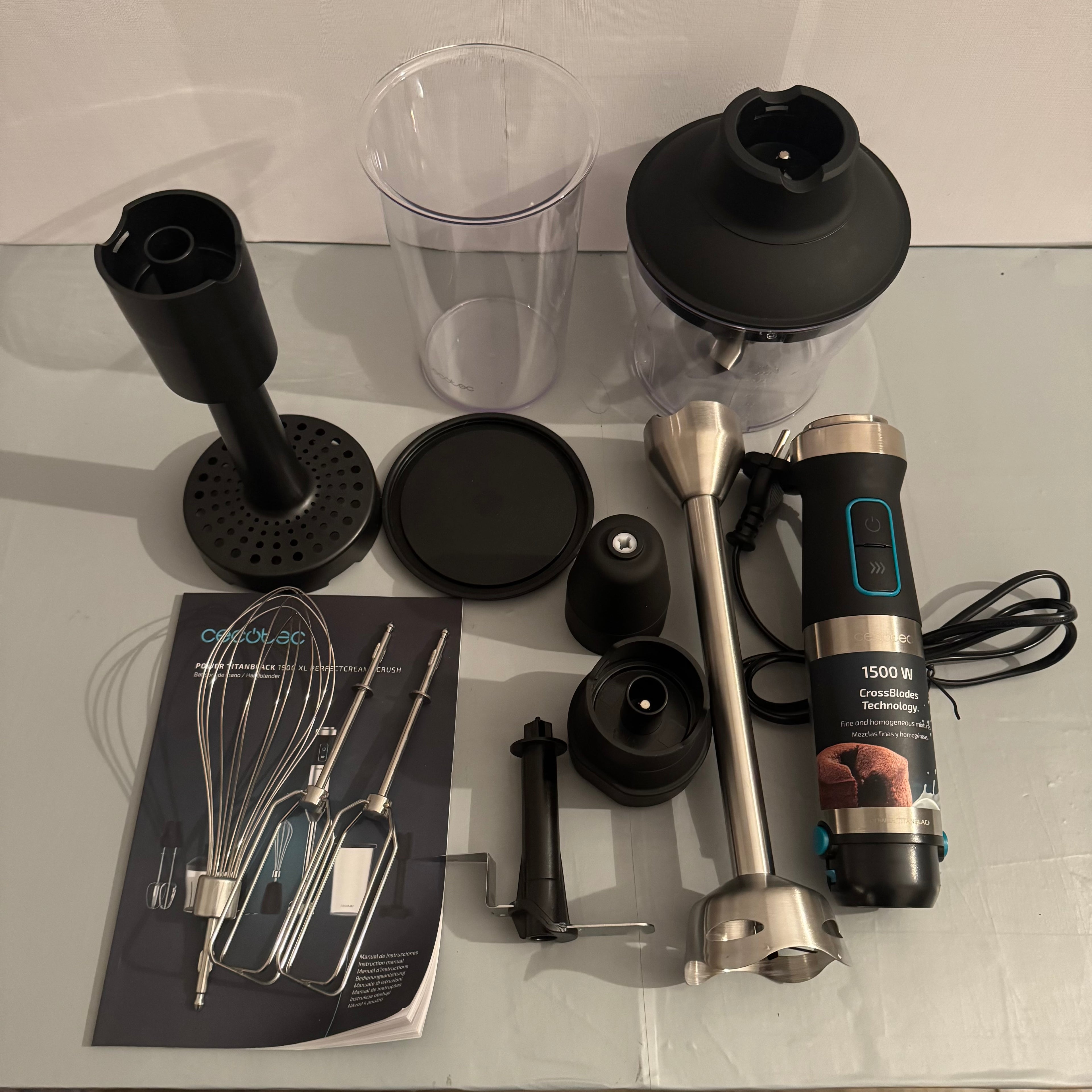Batidora de mano Cecotec Power TitanBlack 1500 XL PerfectCream&Crush